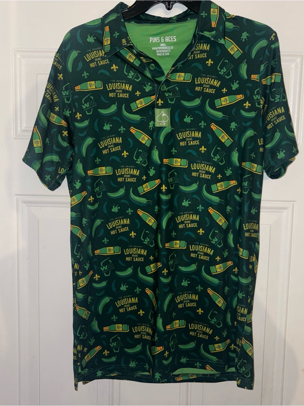 Pins & Aces Green Louisiana Hot Sauce Polo Shirt